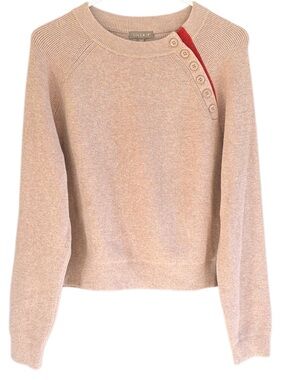 Like New LILLA P BUTTON Neck Sweater Tan Size Medium